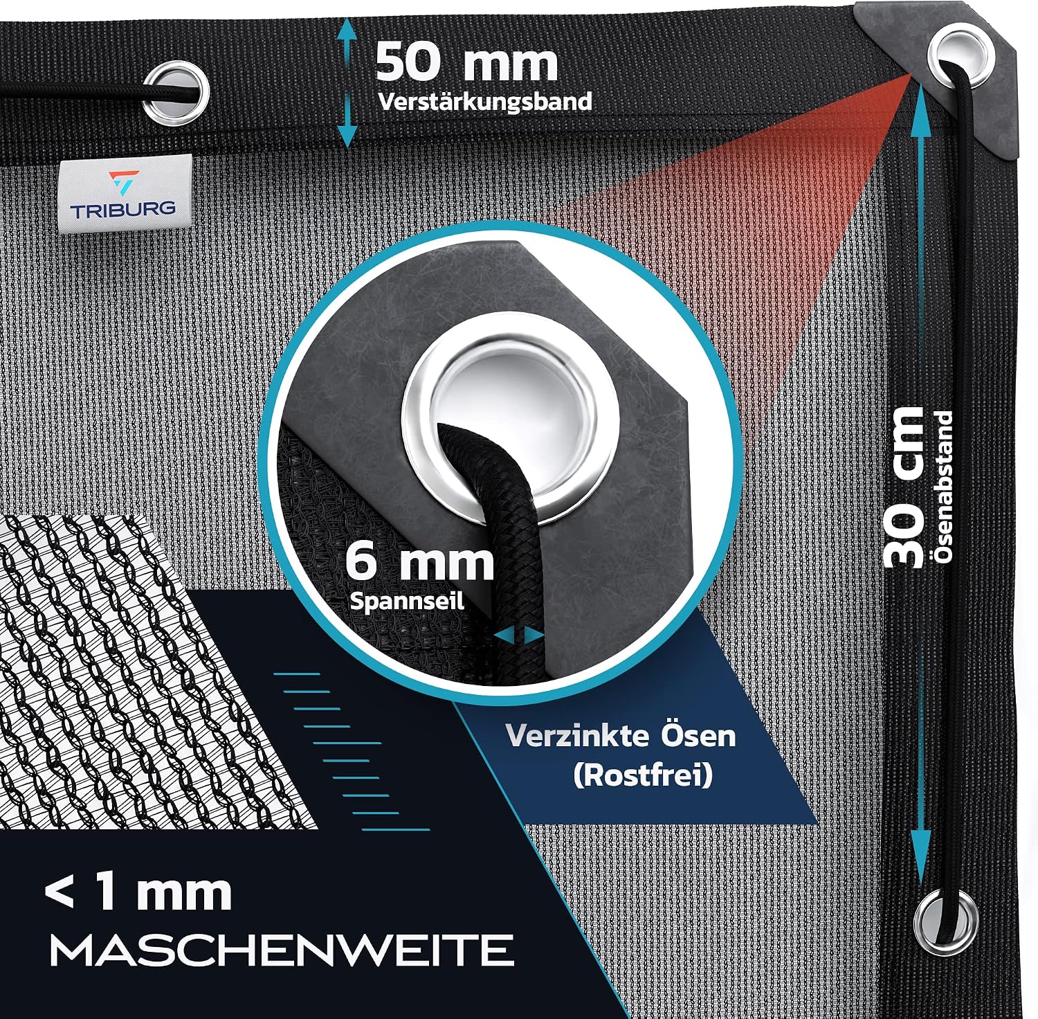 Detalle 2 de TRIBURG rete per rimorchi a maglia fine 1,5x2,2 (fine-mesh) per fissaggio del carico