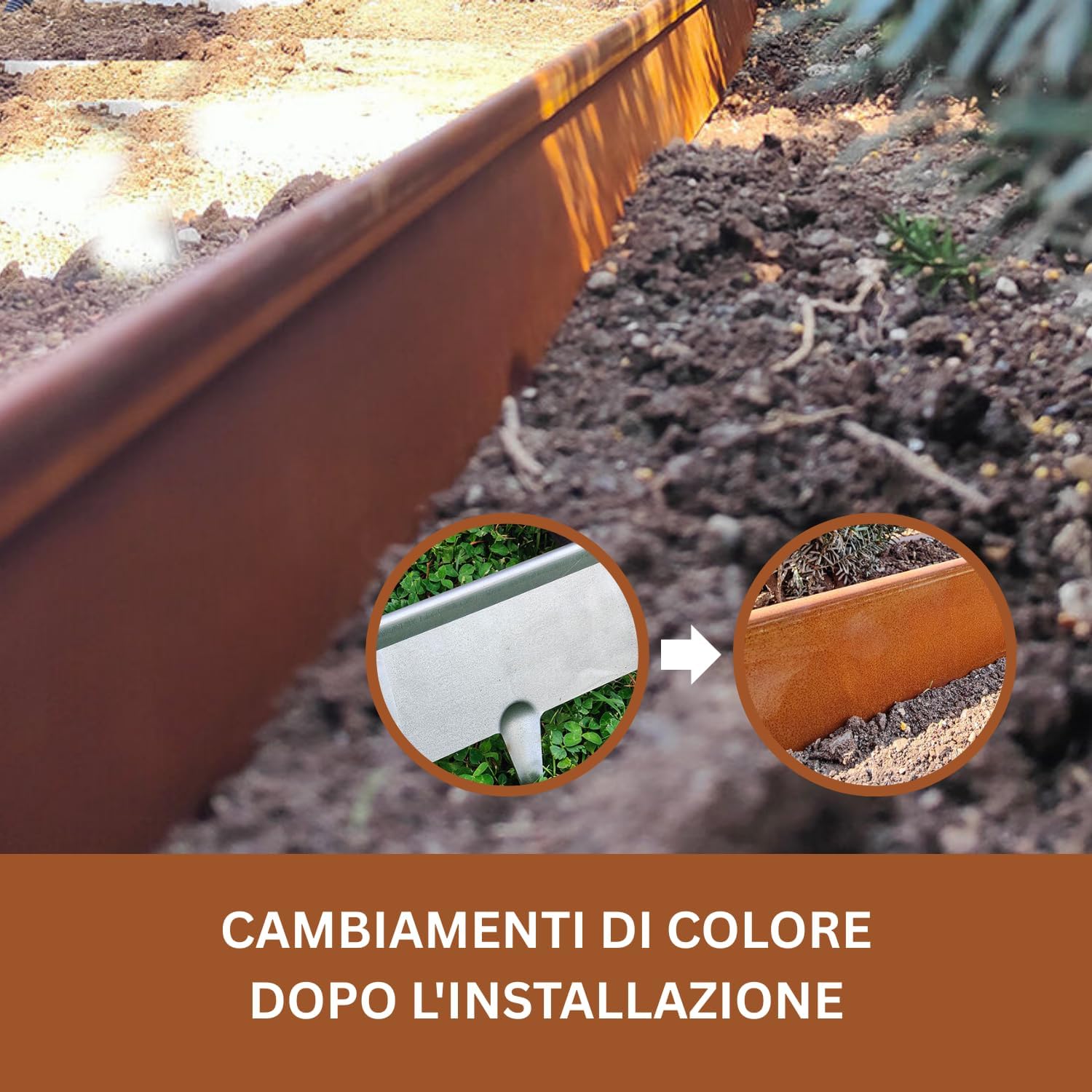 Thumbnail 1 de RoRi Cortenstahl Bordo per prato 10 m - Altezza 10 cm, arco superiore, 10 x 1 m: bordo curvato in acciaio corten per giardino