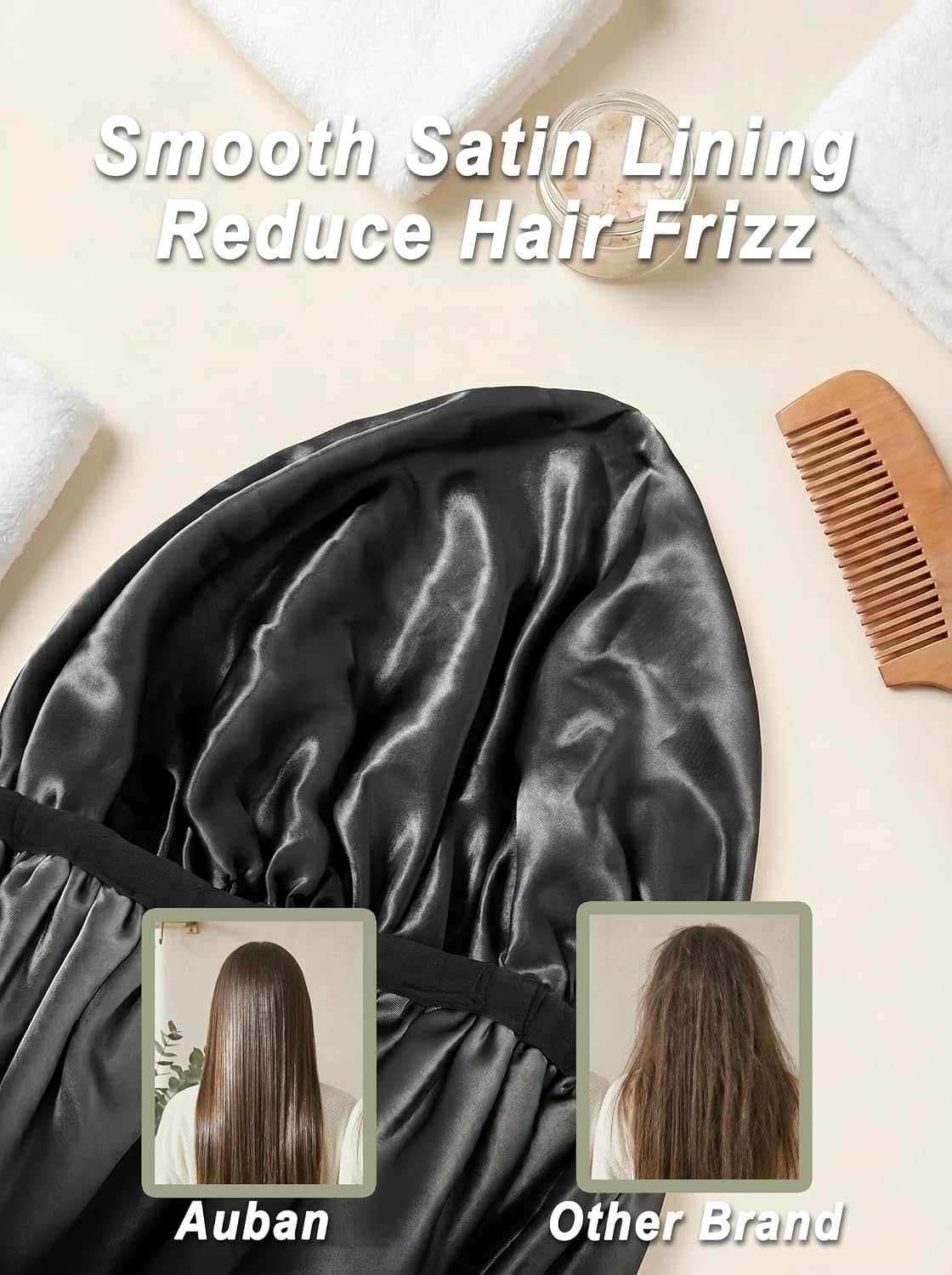 Thumbnail 4 de Auban Extra Large Shower Cap for Braids, Waterproof, Reusable Satin Lining