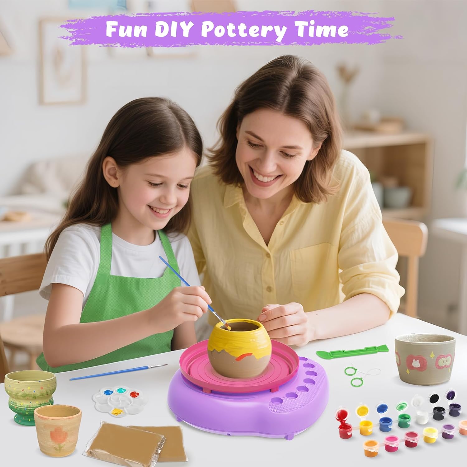 Thumbnail 5 de TingingYuli Plato de alfarería para niños Rosa Lila