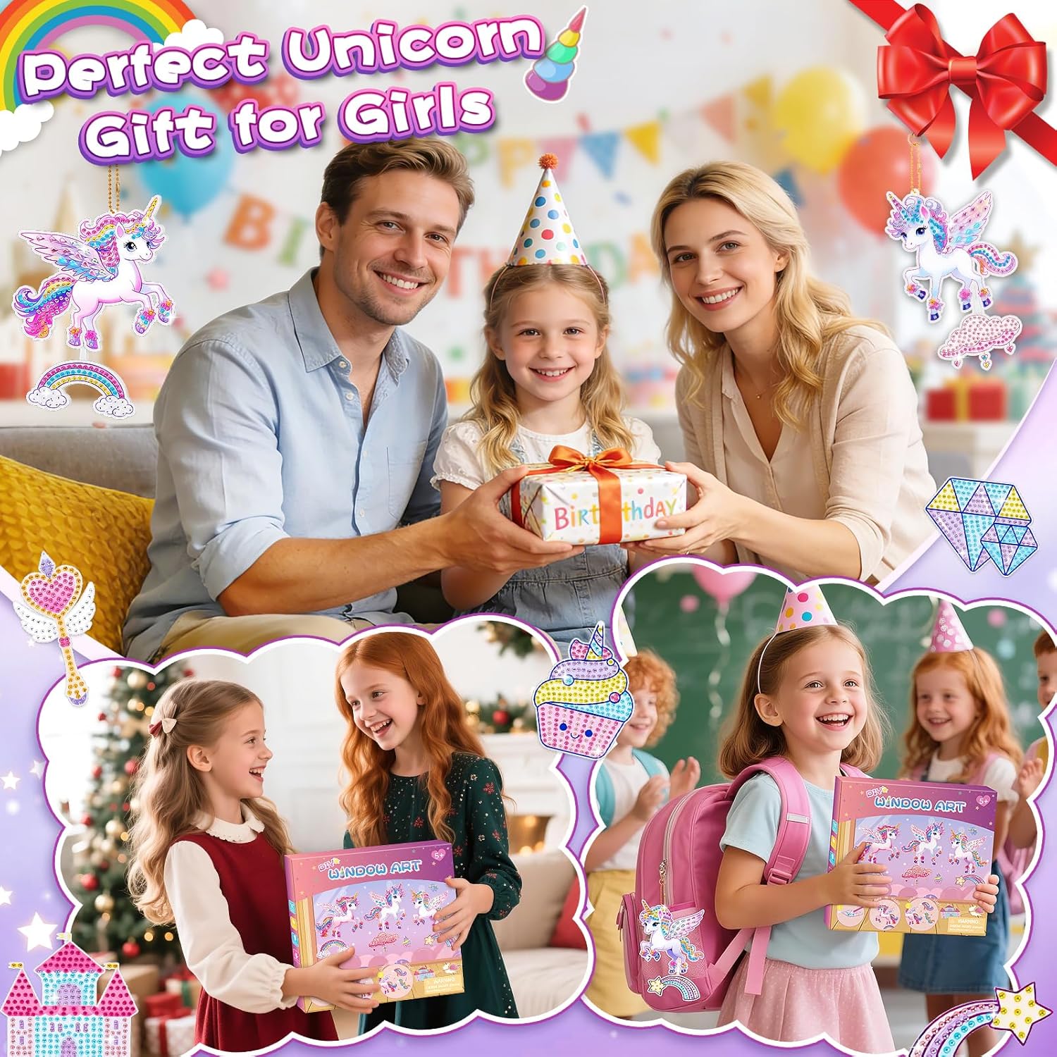Thumbnail 5 de Gifts for 5–10 Year Old Girls: Diamond Unicorn Arts & Crafts Kit for Window Sun Catchers