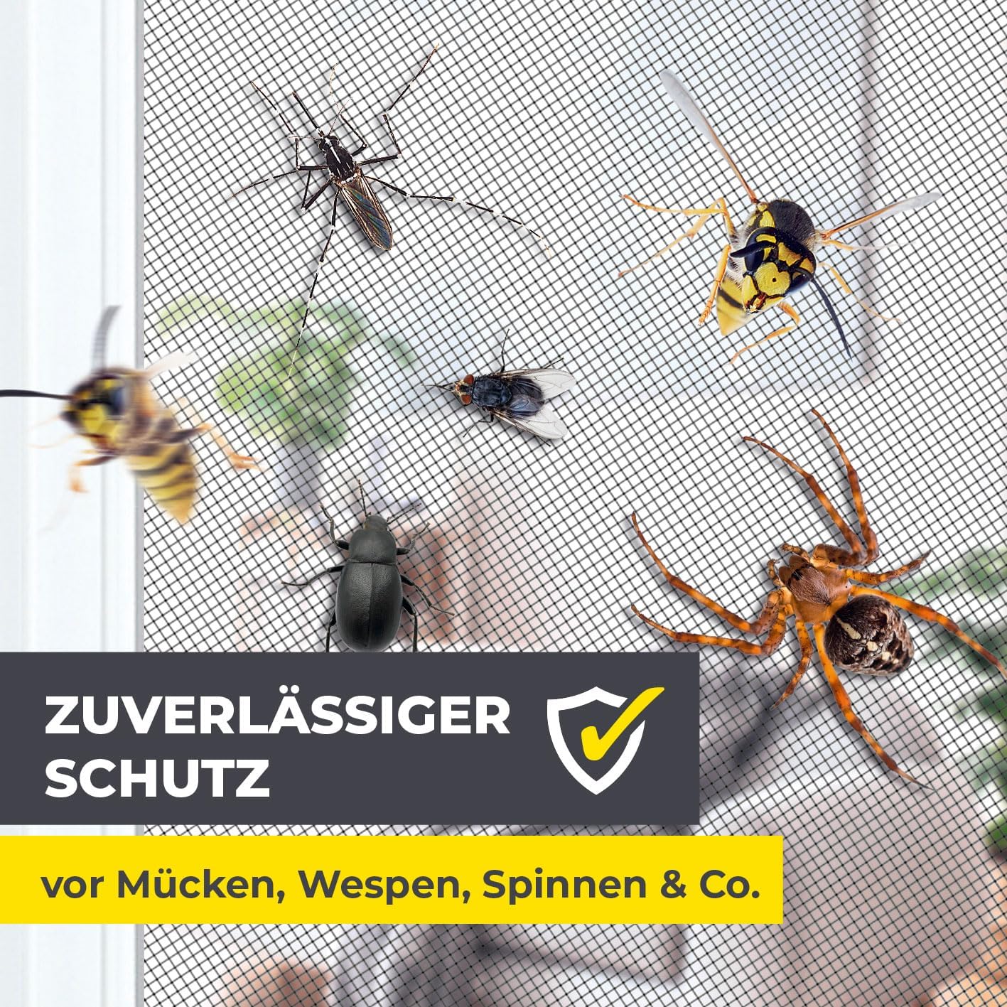 Thumbnail 2 de EASYmaxx Fliegengitter fürs Fenster mit Klettverschluss (zuschneidbar bis 150×130 cm) – Montage ohne Bohren | Schwarz