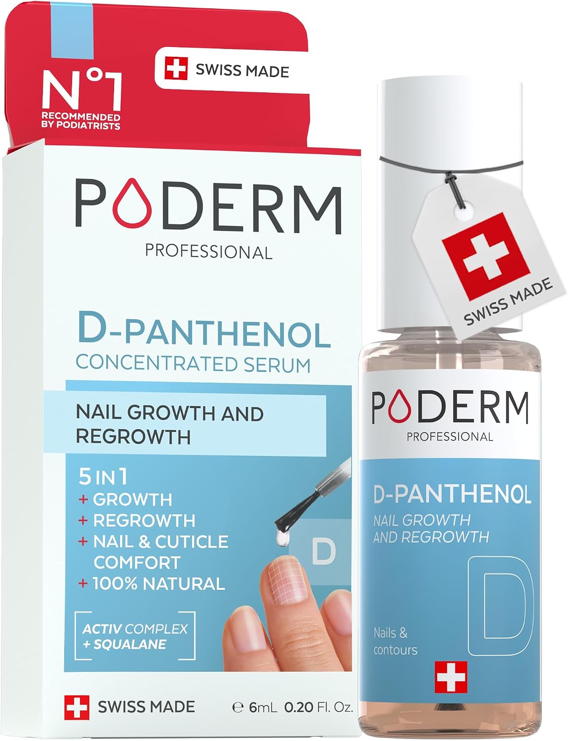 Detalle de PODERM 5 in 1 Nail Booster serum met D-panthenol, 6 ml