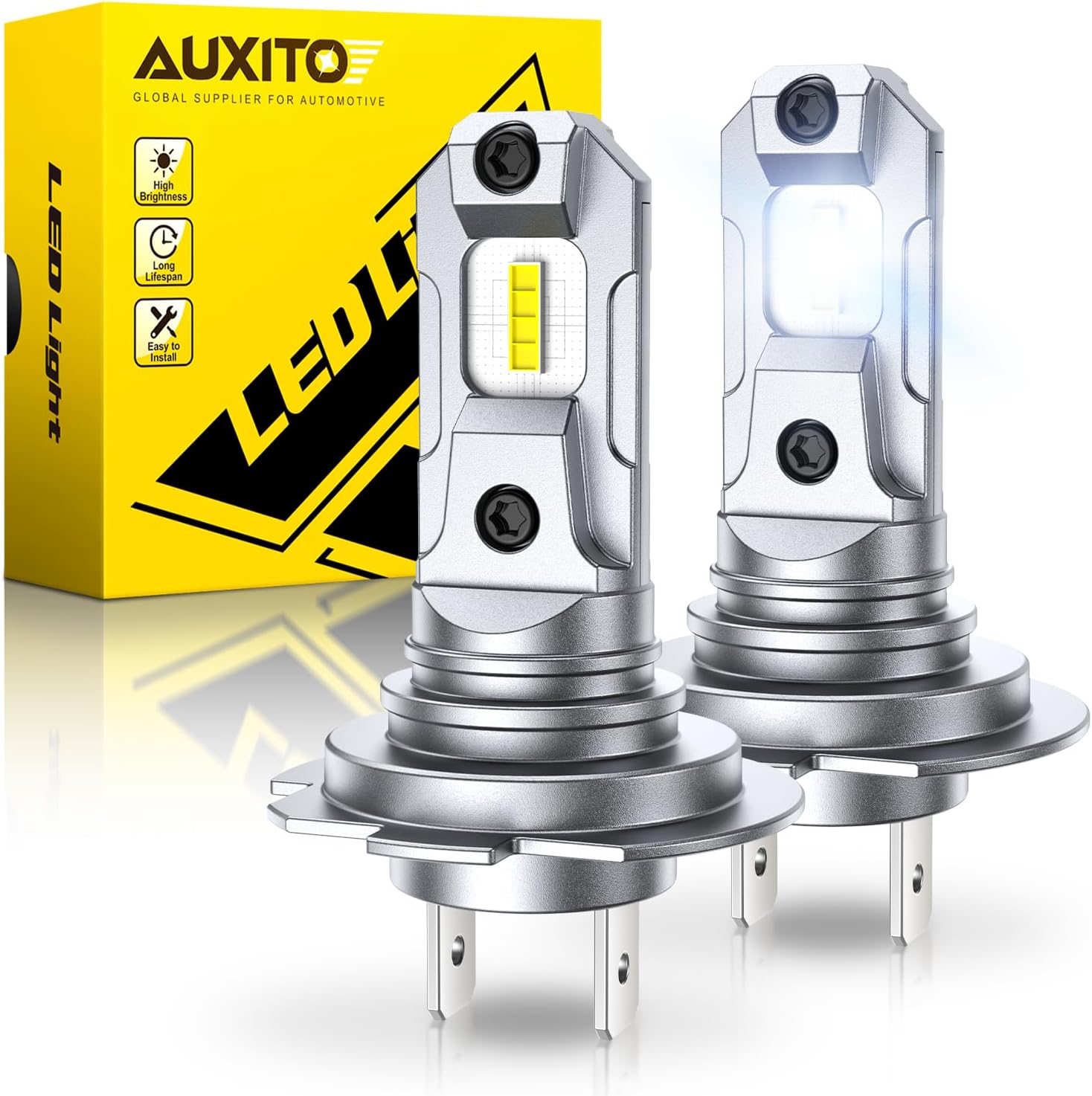 Detalle de AUXITO Ampoule H7 LED Ultra Puissante 6500K – Lot de 2, 36000LM, IP68, Plug & Play