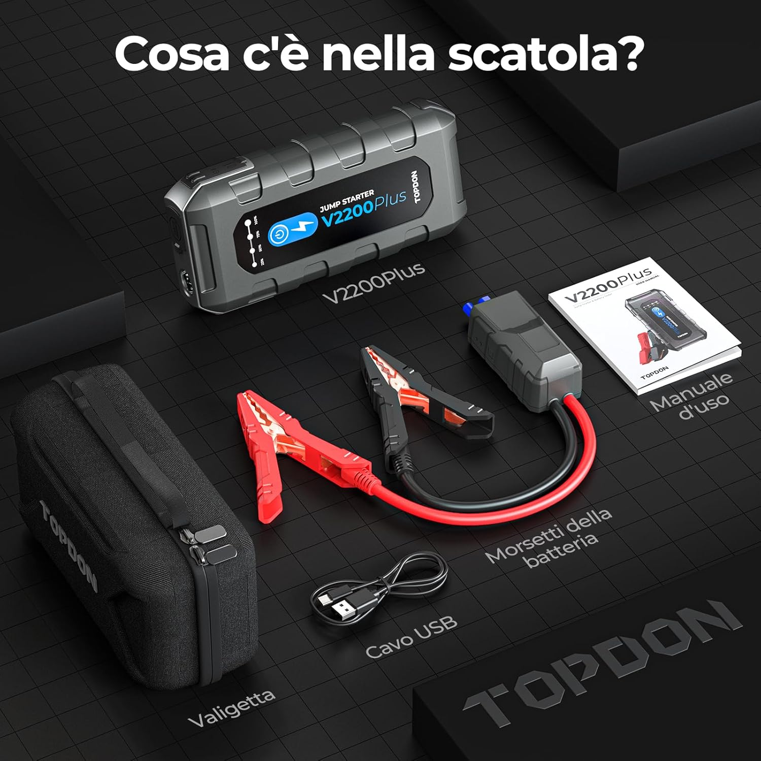 Thumbnail 6 de TOPDON V2200Plus avviatore di emergenza e tester batteria 2 in 1 da 12V (2200A)