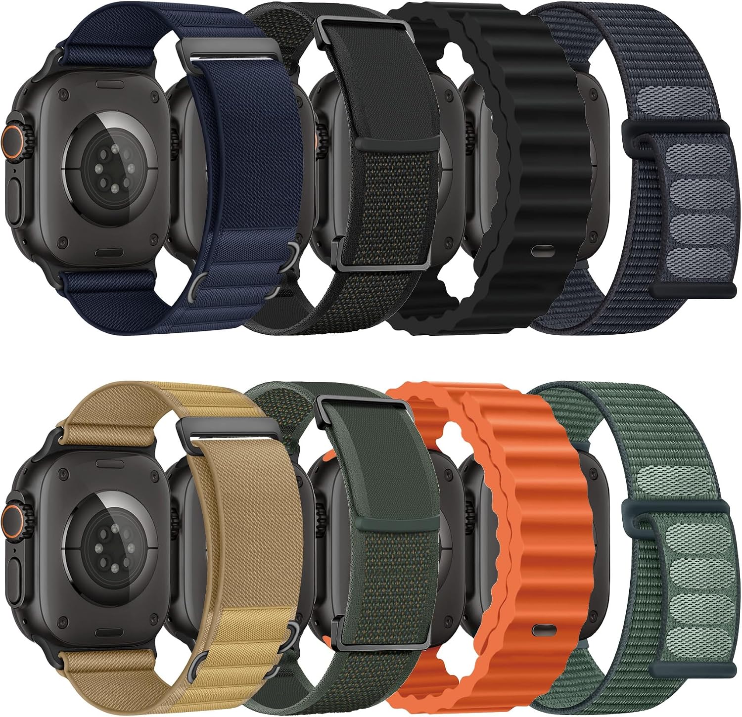 Detalle de 8-Pack Apple Watch Band Set for Ultra/Series: Breathable Trail, Alpine, Ocean, and Nylon Sport Loops
