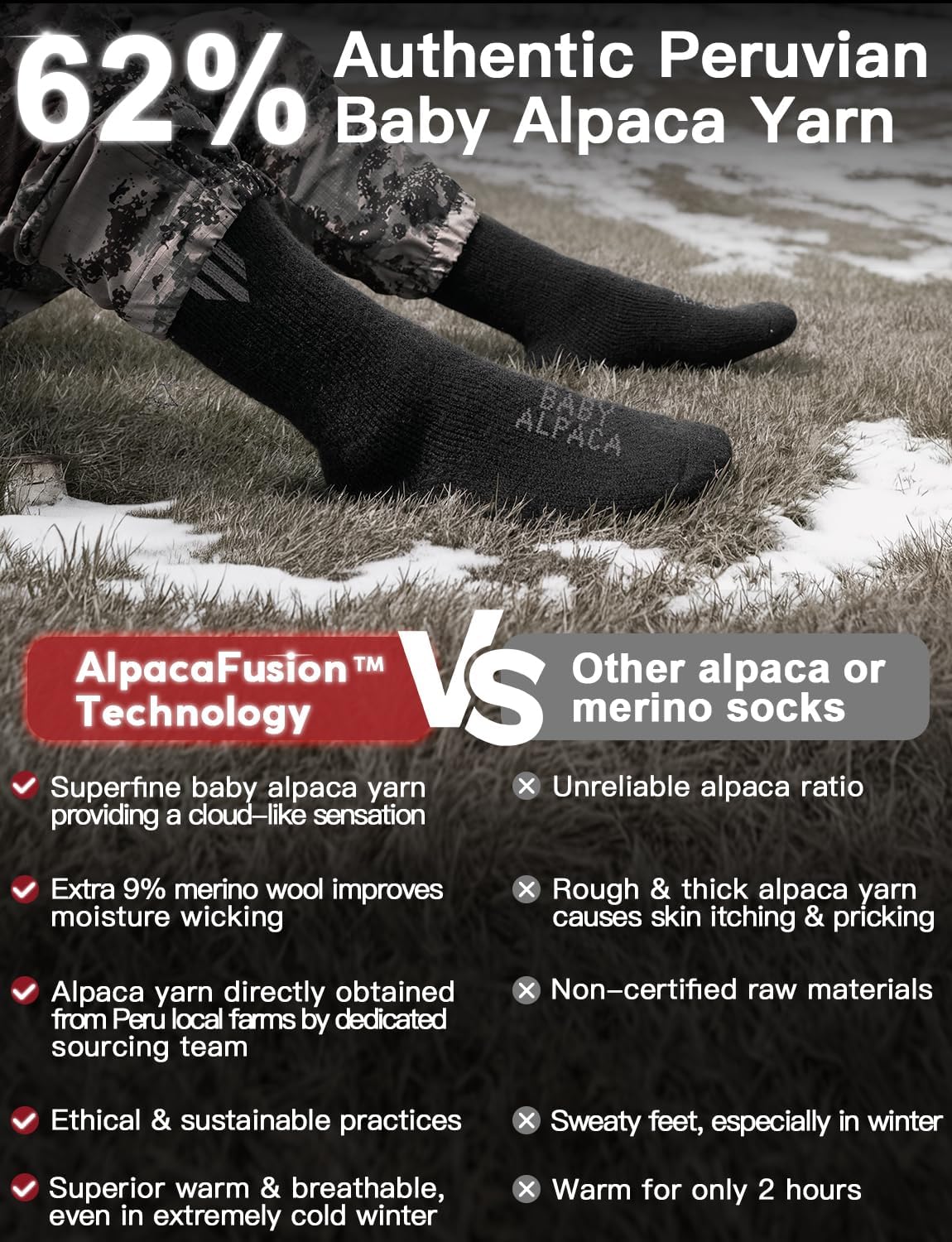 Detalle de Juclise Baby Alpaca Boot Socks, Heavyweight Thermal Cushioning