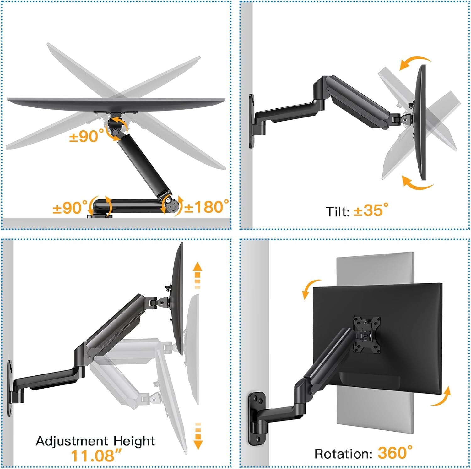 Detalle 2 de HUANUO Monitor Wandhalterung 8 kg VESA