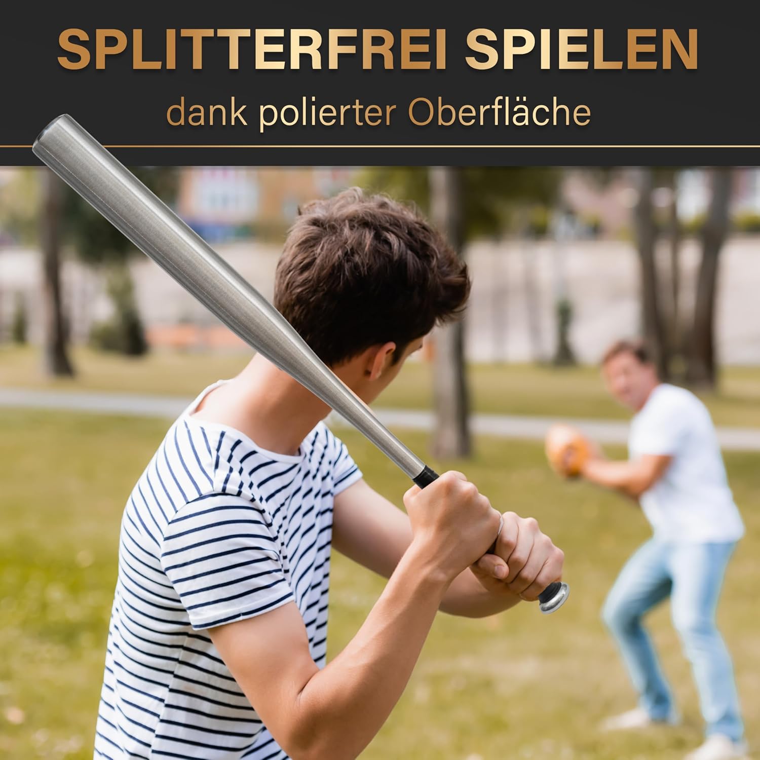 Detalle 2 de Heldenwerk Baseballschläger (31 Zoll) aus Holz oder Aluminium mit rutschfestem Griff