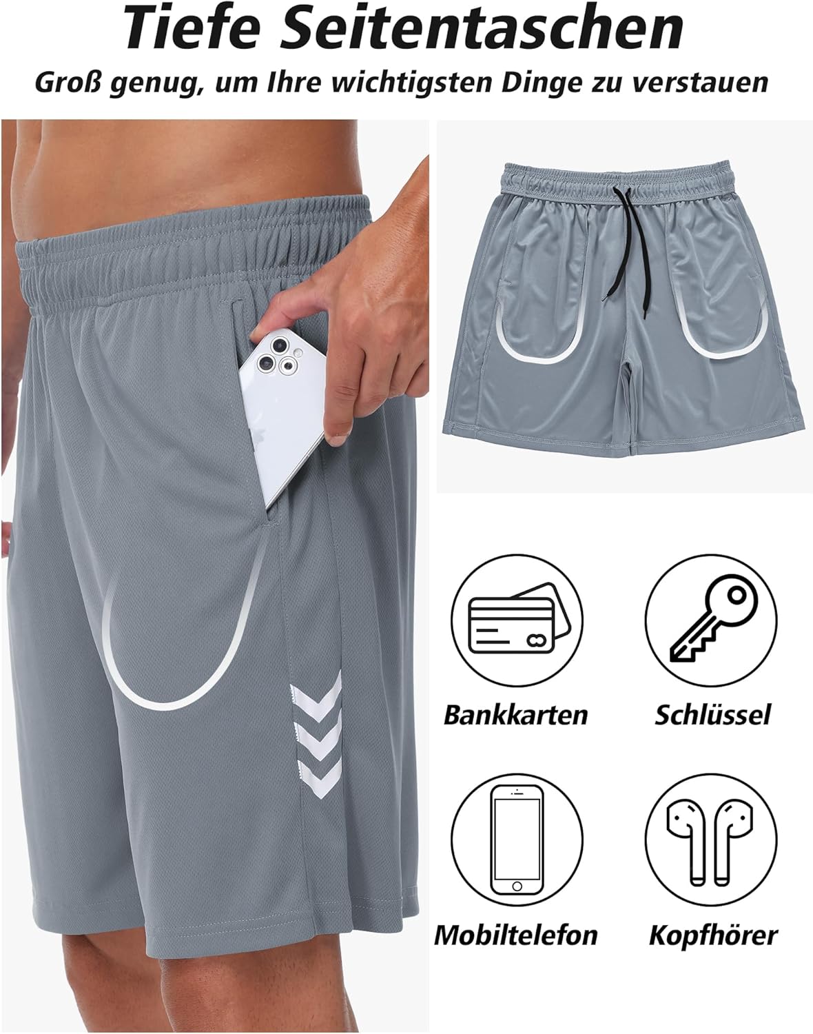 Thumbnail 4 de KuzWufs Herren Sportshorts: Kurze, atmungsaktive Dry-Fit Trainingsshorts