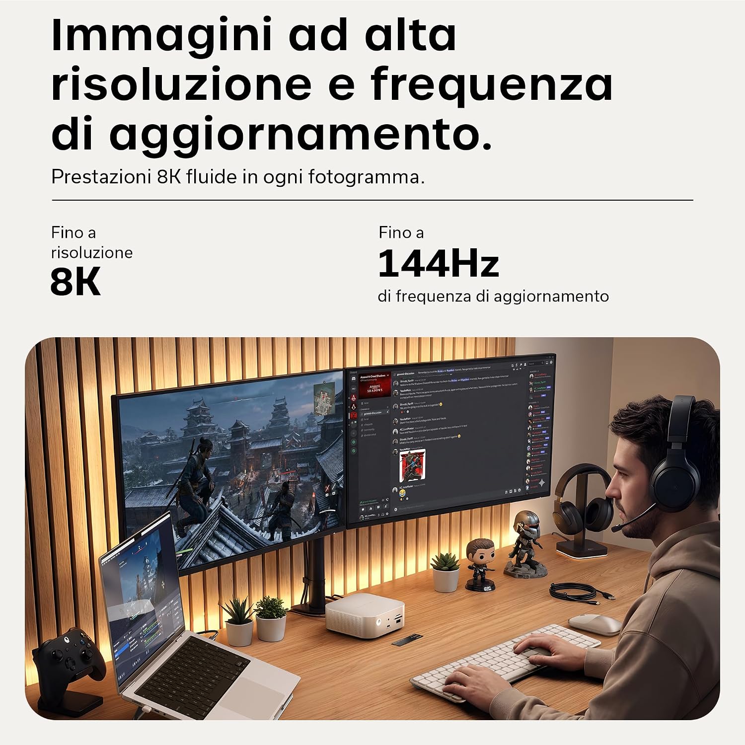 Detalle de SATECHI Thunderbolt 5 CubeDock: docking station 13 in 1 con raffreddamento attivo e supporto multi-schermo fino a 8K