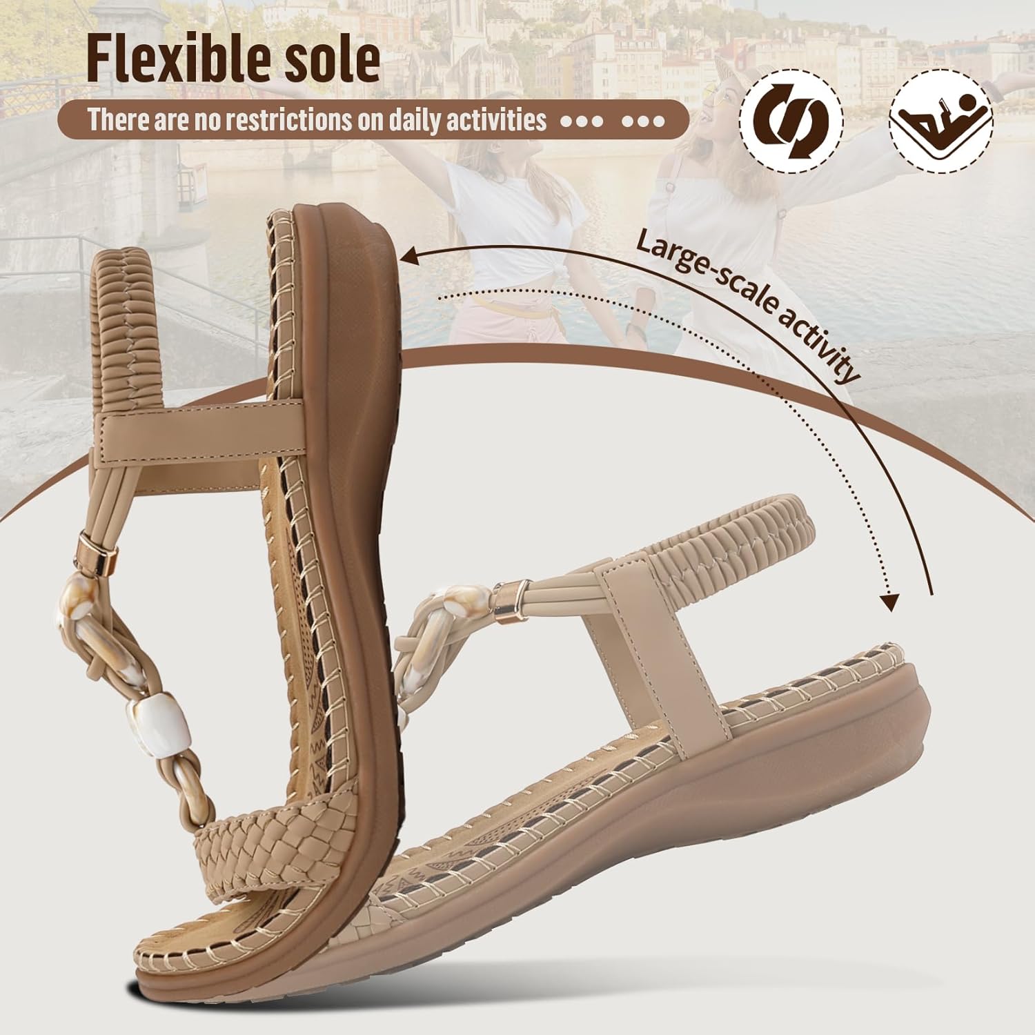 Detalle de Littleplum Damen Sandalen – Sommersandalen, flache Bequem-Sandaletten
