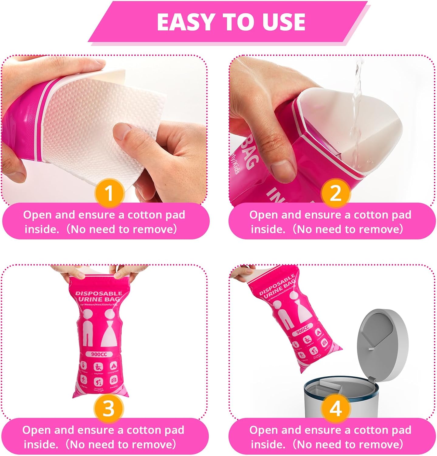 Thumbnail 5 de HOKINETY Urinebag Disposable Urine Bags, 900 mL Absorbent 8-Pack