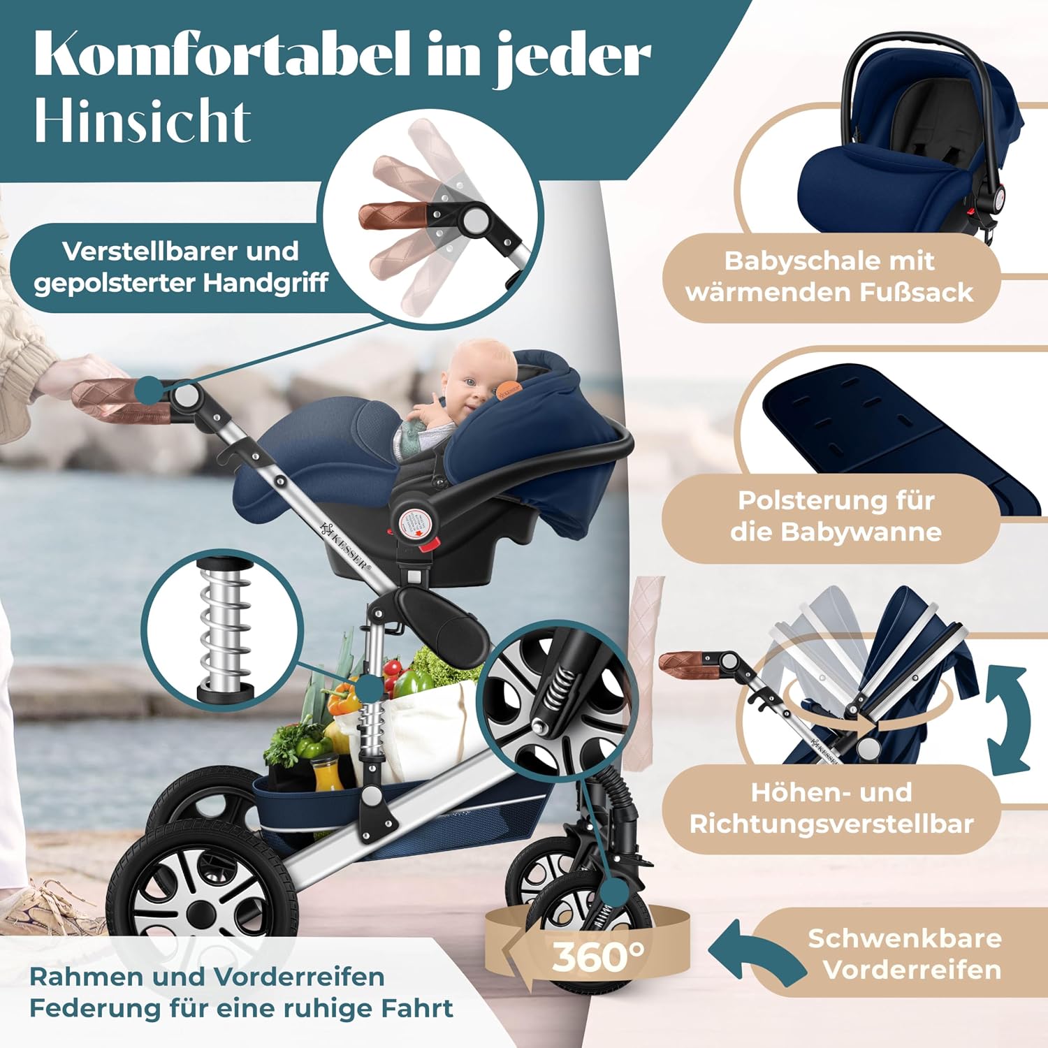 Thumbnail 5 de KESSER Loops 4 in 1 Kinderwagen Komplett-Set