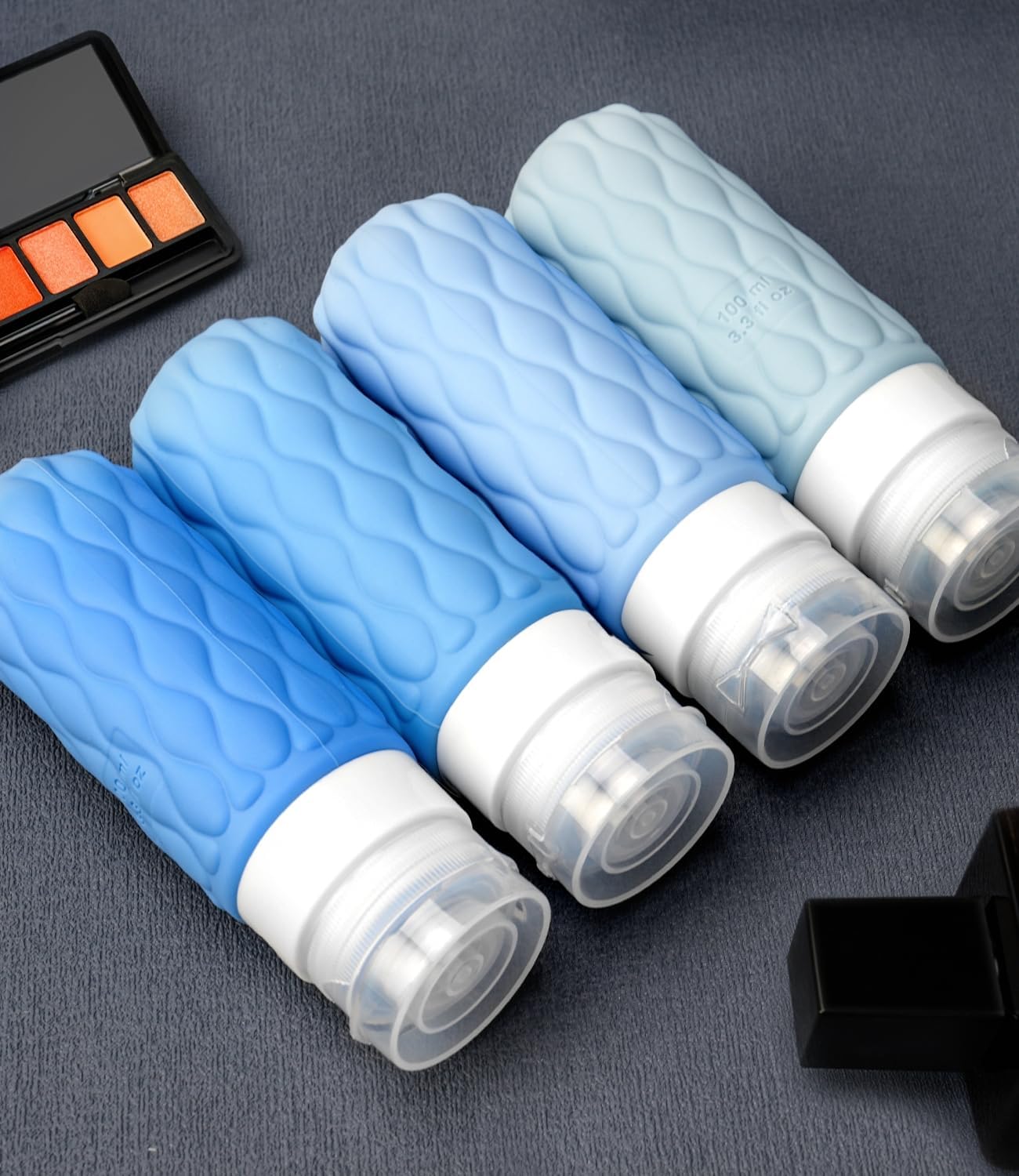Detalle de Lericttor 100ml Silicone Travel Bottles with Labels and Clear Bag – Leakproof Refillable Set for Toiletries