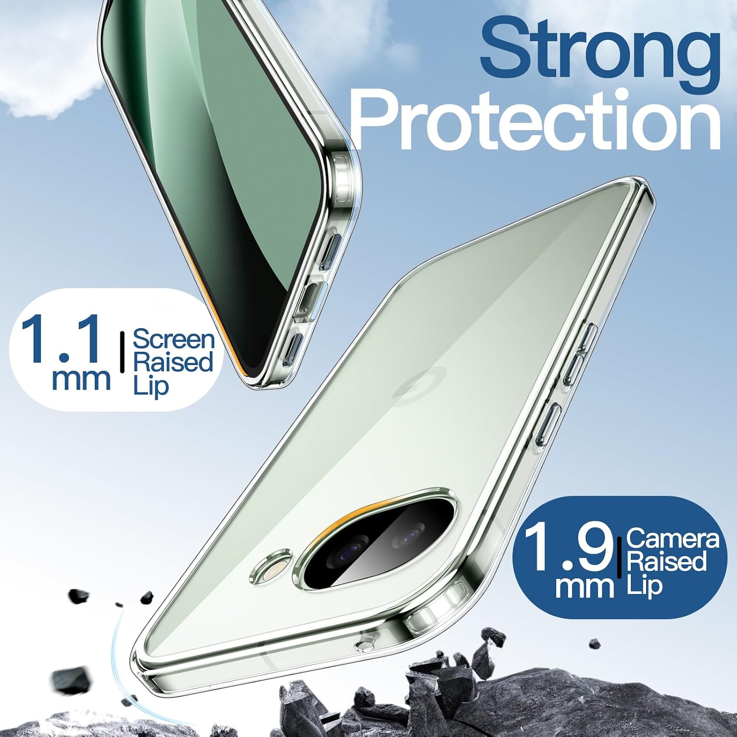 Detalle 2 de JETech Clear Shockproof Bumper Case for Google Pixel 10a (Non-yellowing, Anti-scratch)