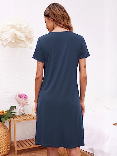 Detalle de Ekouaer Camicia da Notte Donna Parto Ospedale Blu Navy XXL – comfort leggero e versatile