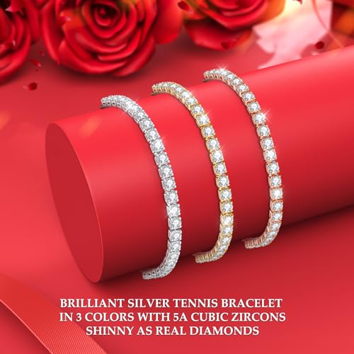 Thumbnail 4 de J.Fée Silver Tennis Bracelet for Women – Adjustable S925 Jewellery with Clear CZ Stones