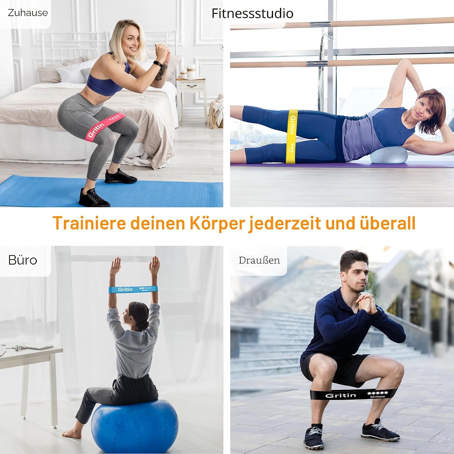 Thumbnail 6 de Gritin Fitnessbänder 5er Set mit 5 Stufen