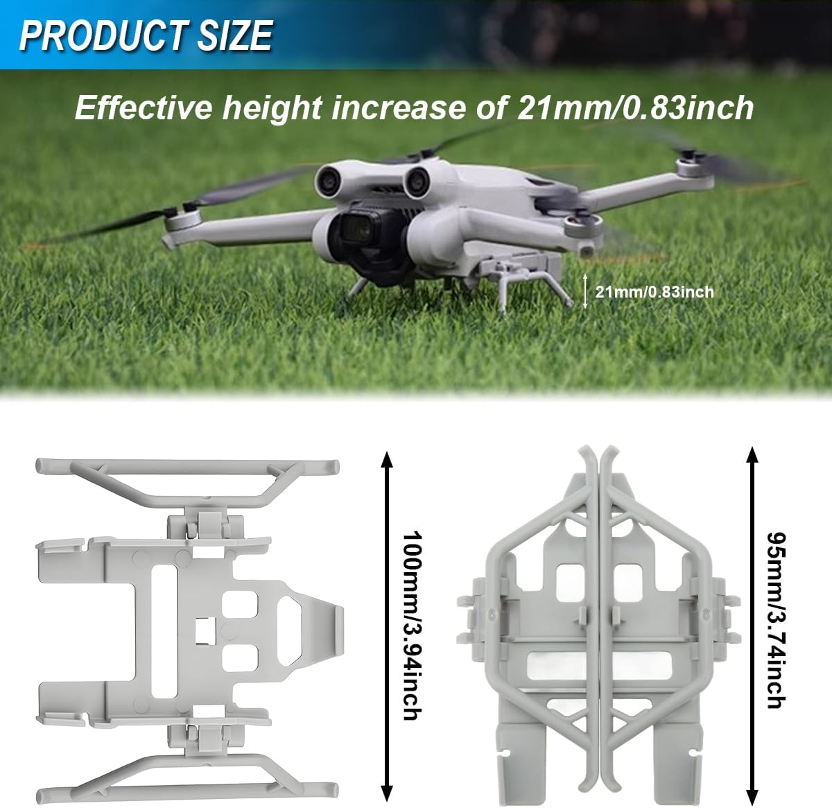 Detalle de ZHUROUPU Mini 3 Pro Landing Gear Foldable Extended for DJI Mini 3 Pro
