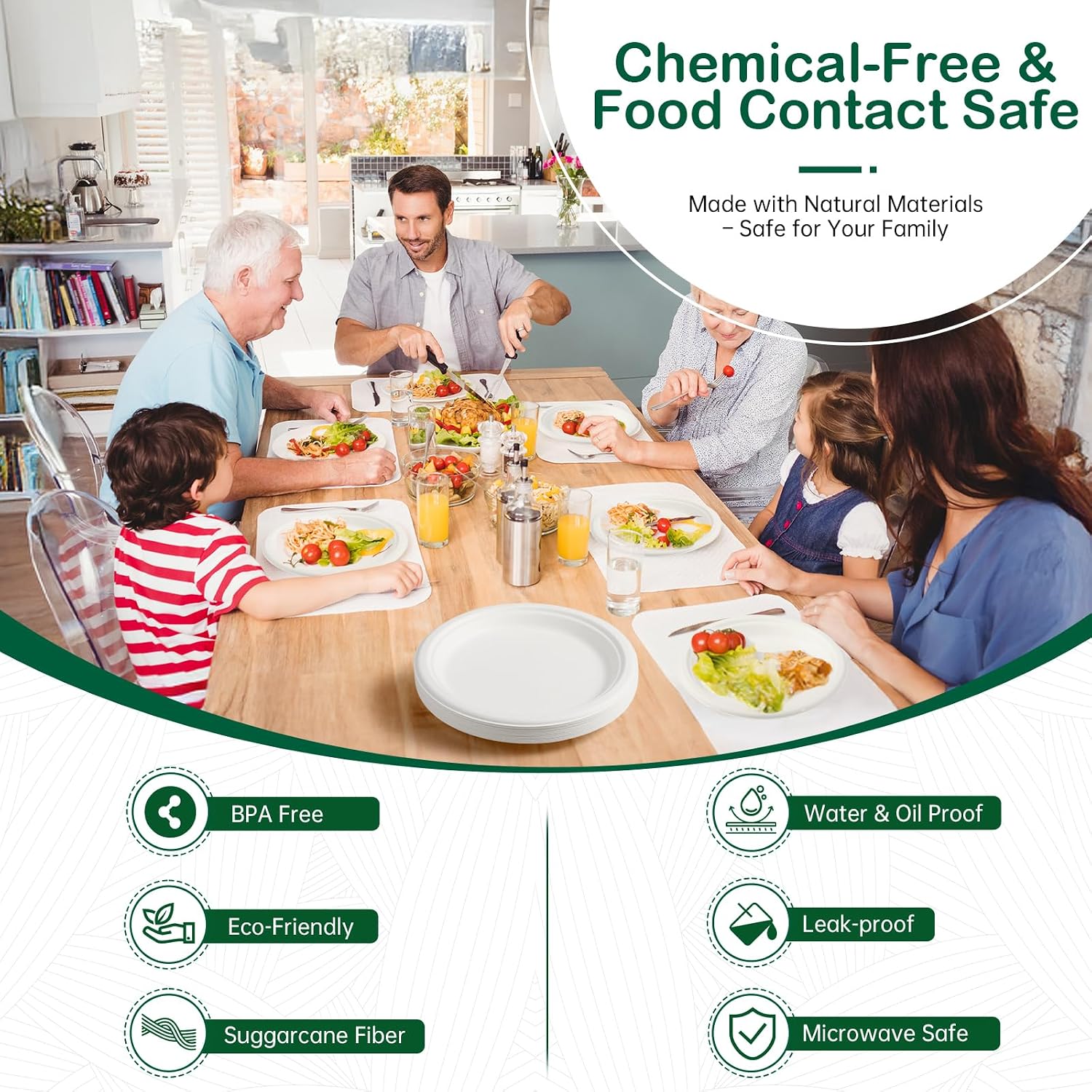 Thumbnail 6 de OasisSN 6 Inch Paper Plates (128 Pack) — Compostable Sugarcane Bagasse Dessert Plates for Cakes, Snacks & Kids Meals