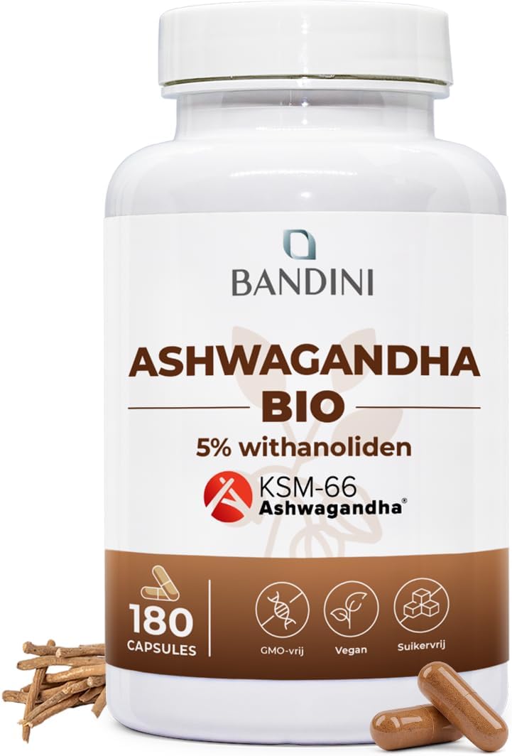 Detalle de BANDINI Ashwagandha BIO KSM-66-capsules, 500 mg, 180 stuks