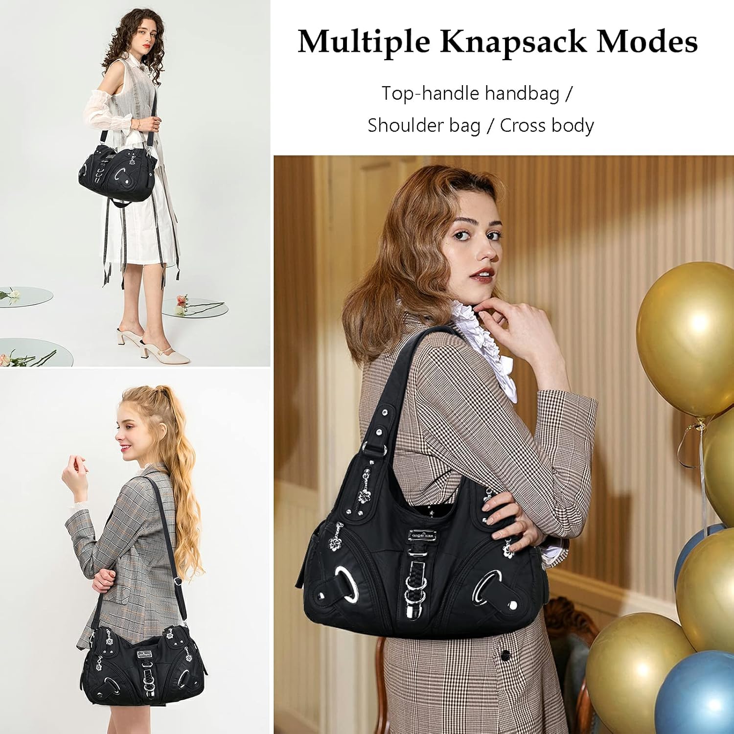 Thumbnail 1 de Angel Kiss Damen Schultertasche Hobo Tasche – großzügig, organisiert und vielseitig
