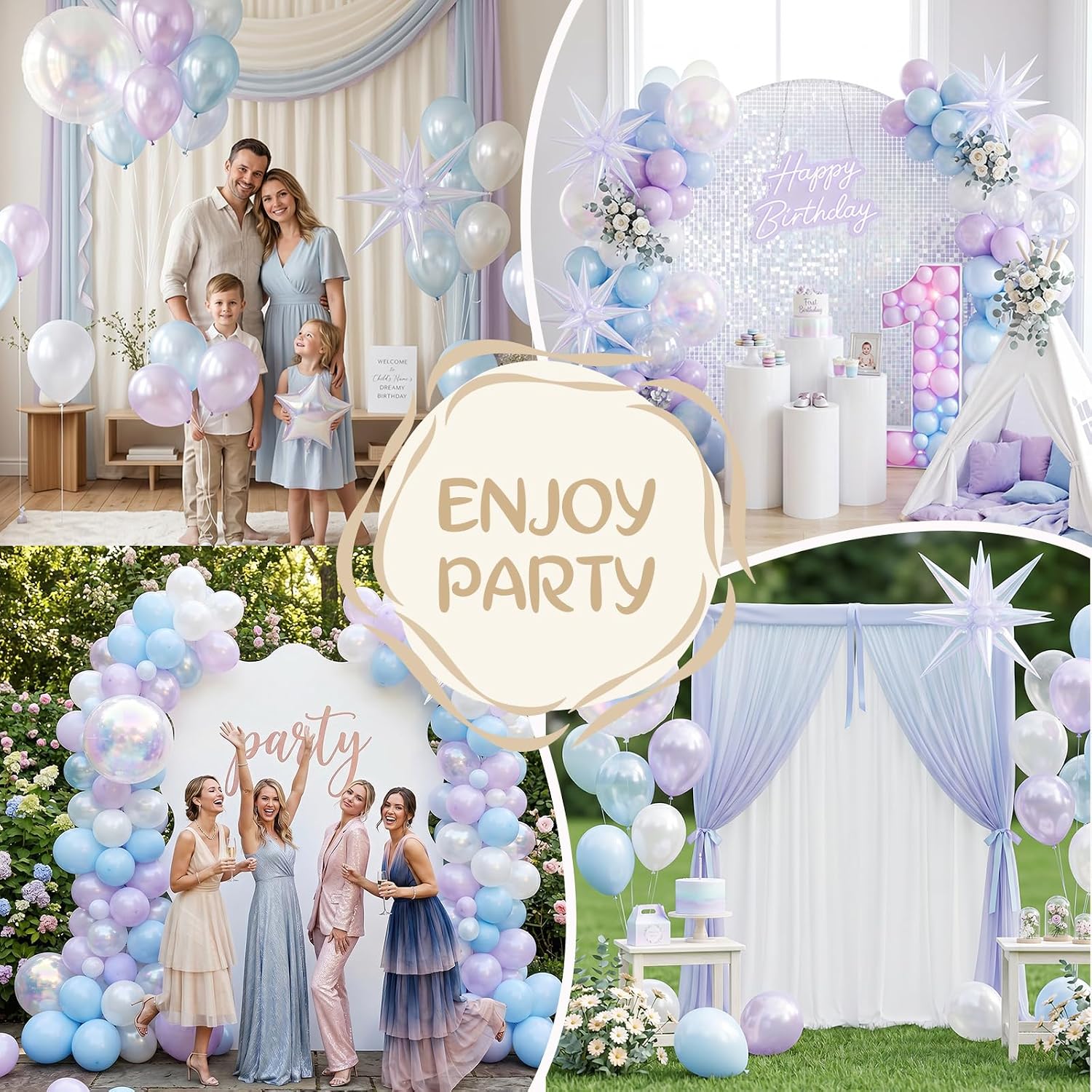 Detalle de Iridescent Balloons 12-Inch Party Set