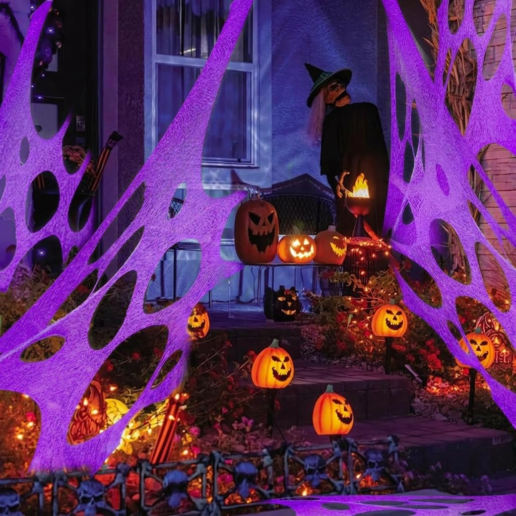 Detalle 1 de wymulot zise 1 Purple Glow-in-the-Dark Spider Web with Black Light