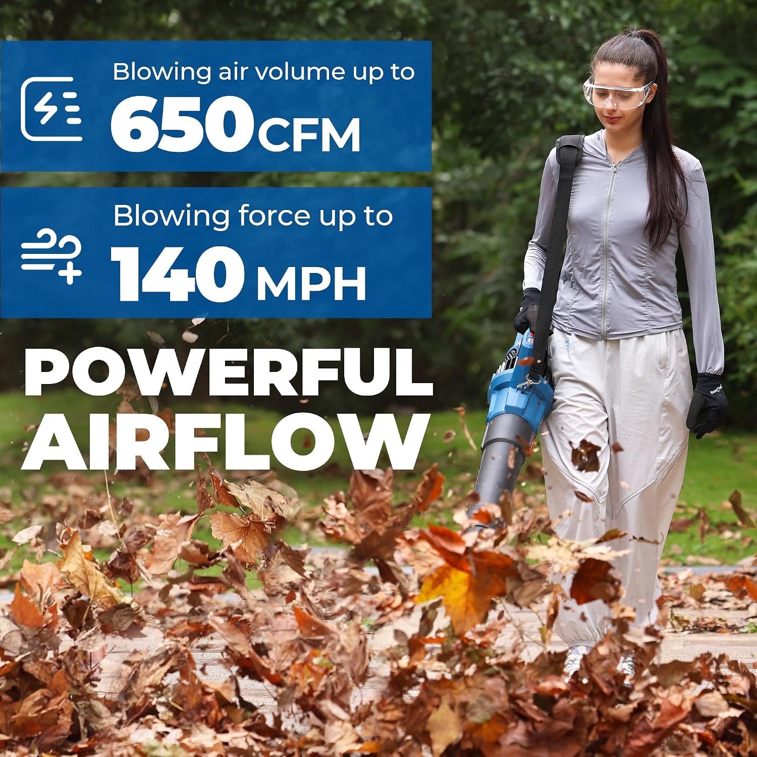 Detalle de Dong Cheng Brushless Leaf Blower, 223 km/h & 650 CFM, 40V Cordless with 2x4.0Ah Batteries & Charger