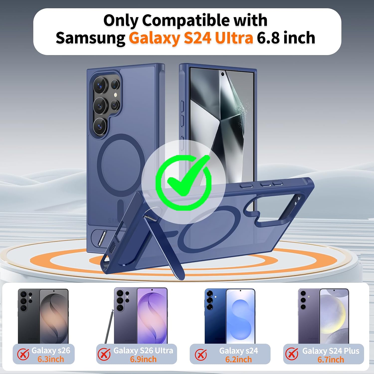 Detalle de H HUALELE Magnetic Case for Galaxy S24 Ultra with Metal Kickstand, Blue