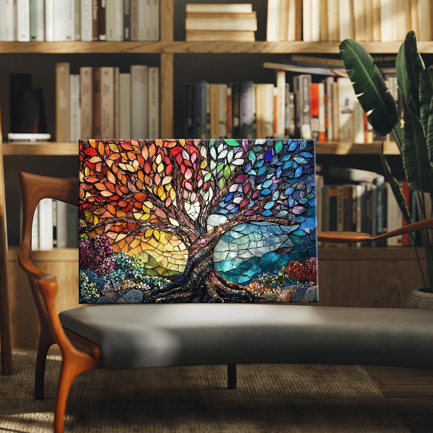 Detalle 2 de Wooden Framed Canvas Tree of Life 40x60cm