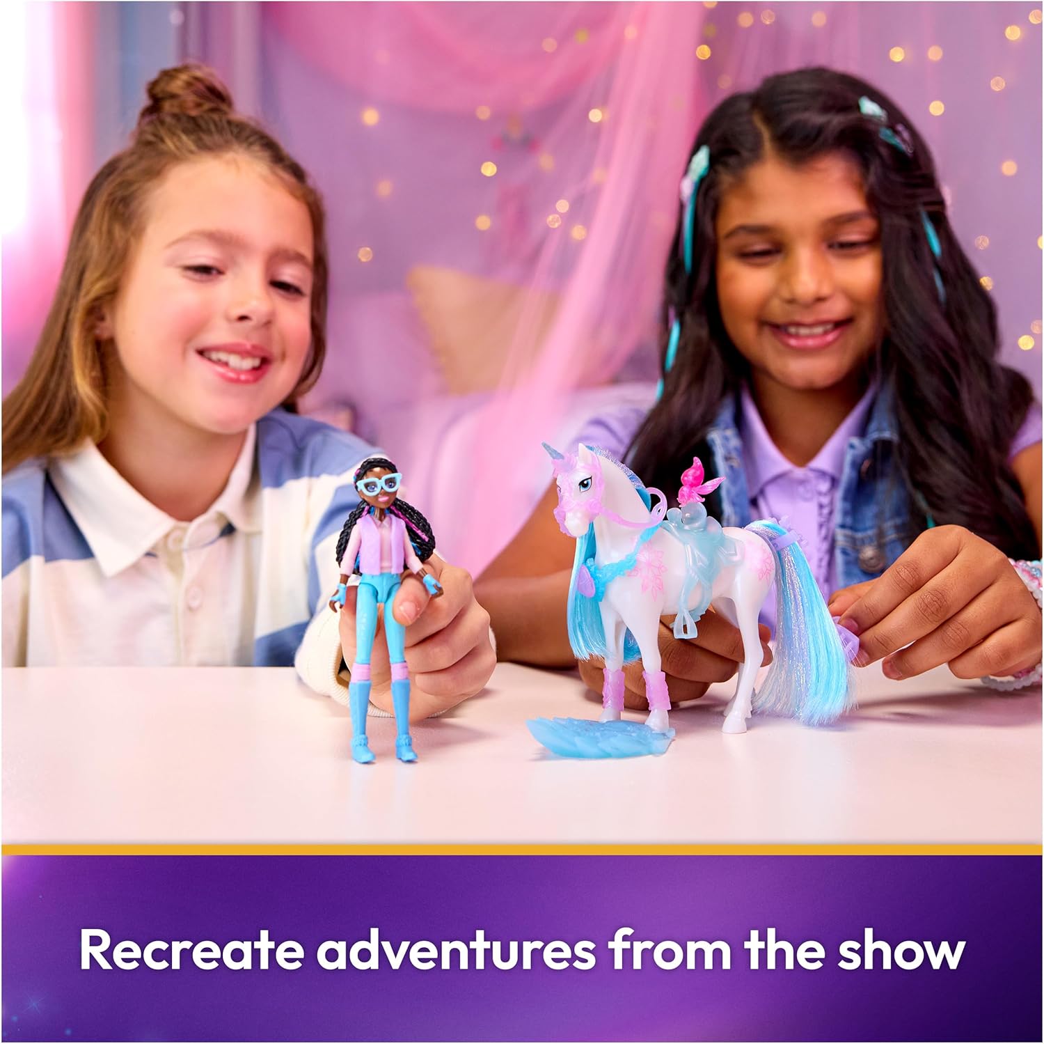 Detalle de Unicorn Academy: Glacier's Gemstone Adventure con Layla e 13 Accessori – Unicorno e bambola giocattolo per bambine