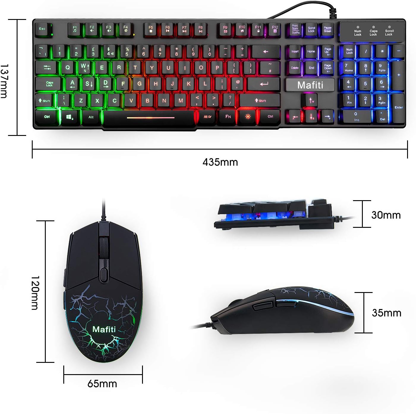 Thumbnail 5 de Mafiti Rainbow Backlit Gaming Keyboard and Mouse Set