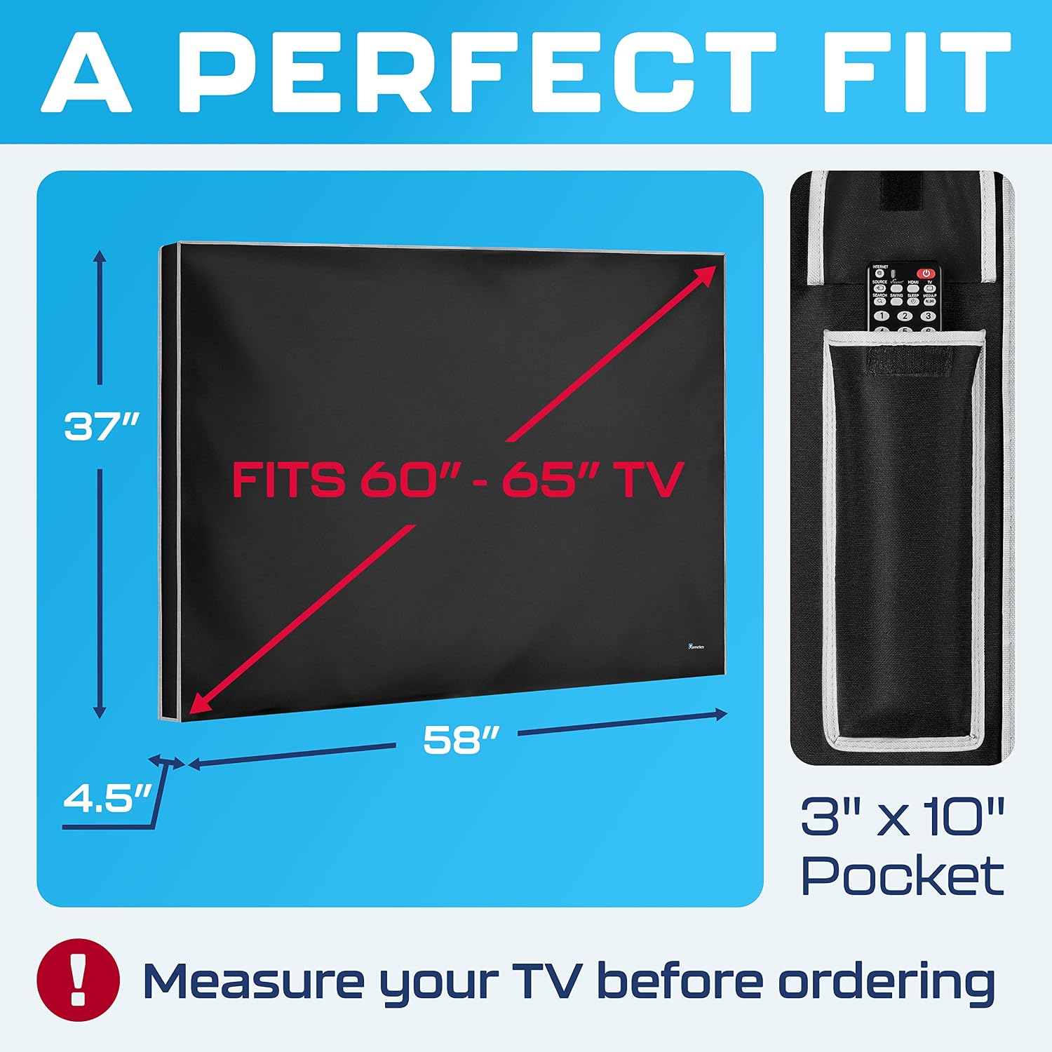 Thumbnail 1 de Garnetics Outdoor TV Cover 65 Inch – Waterproof and Weatherproof TV Enclosure with Smart Shield Screen Protectors