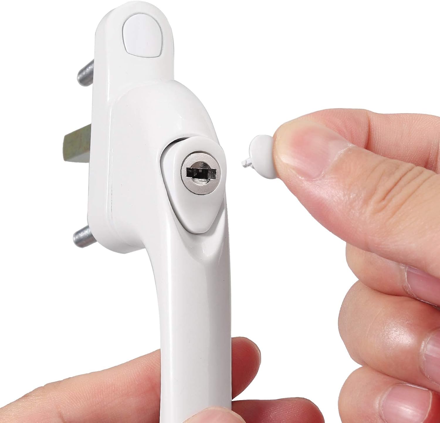 Thumbnail 4 de Kamtop 4-pack lockable inline window handles with key (aluminium) for UPVC, 43mm spindle, white