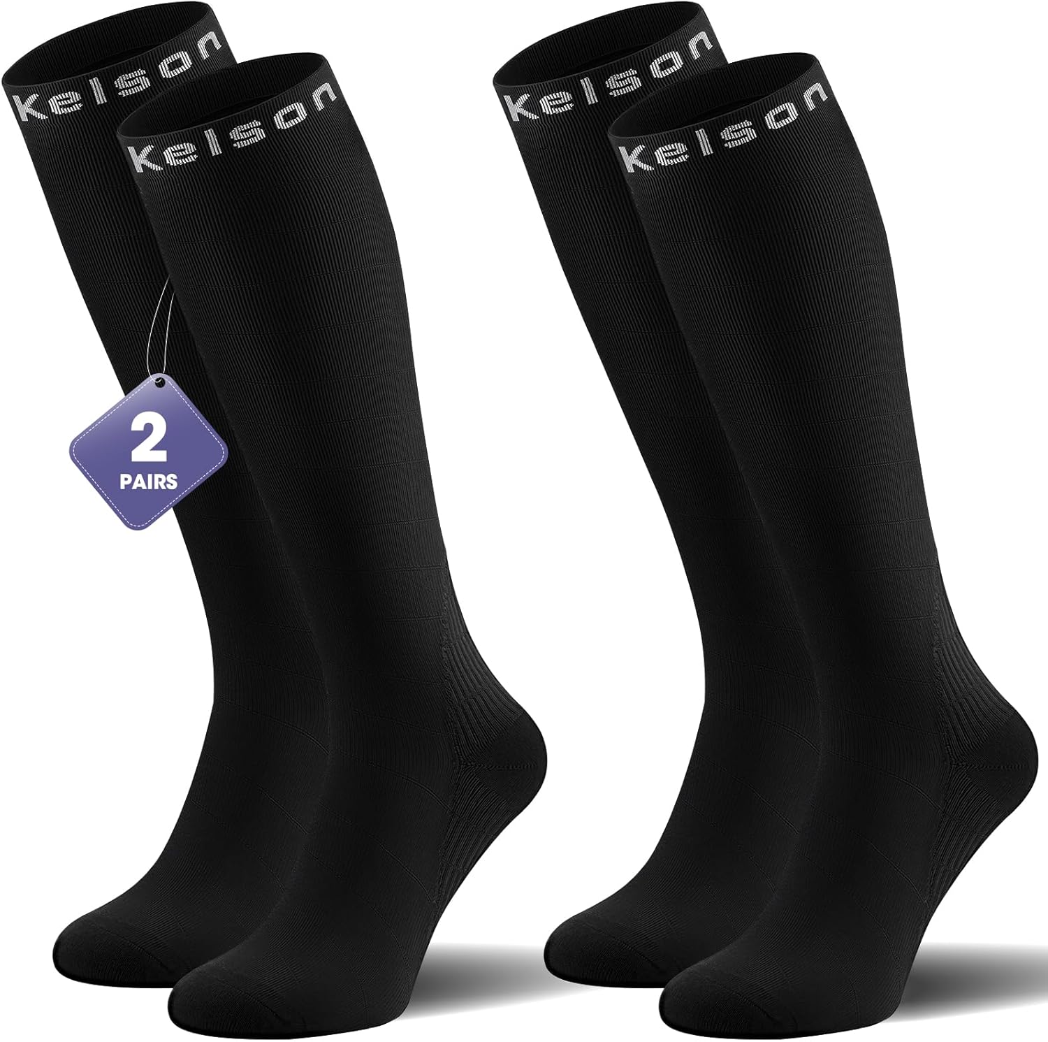 Detalle de Kelson Calves Compression Socks (2 Pairs) 20–30 mmHg for Men & Women