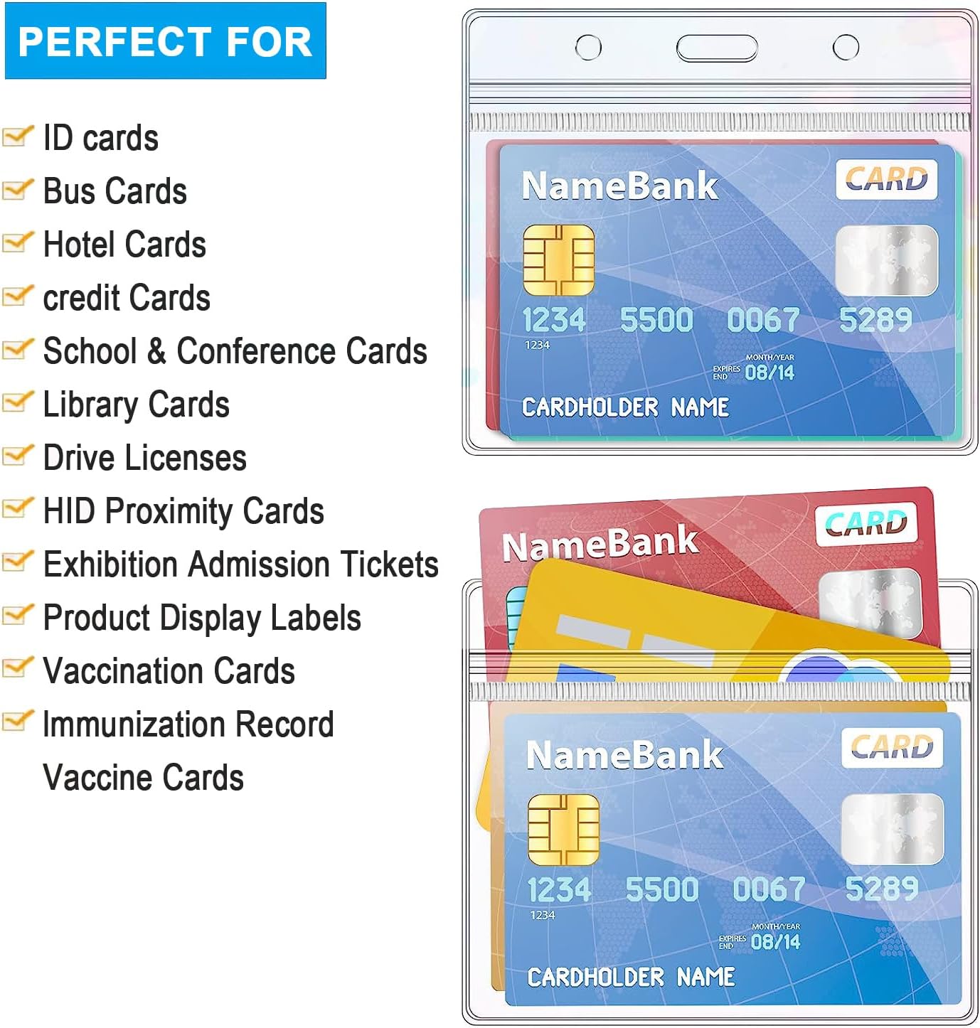 Thumbnail 3 de 50pcs Red Lanyards with Card Holders Set – Durable Nylon Lanyards and Clear PVC Badge Holders