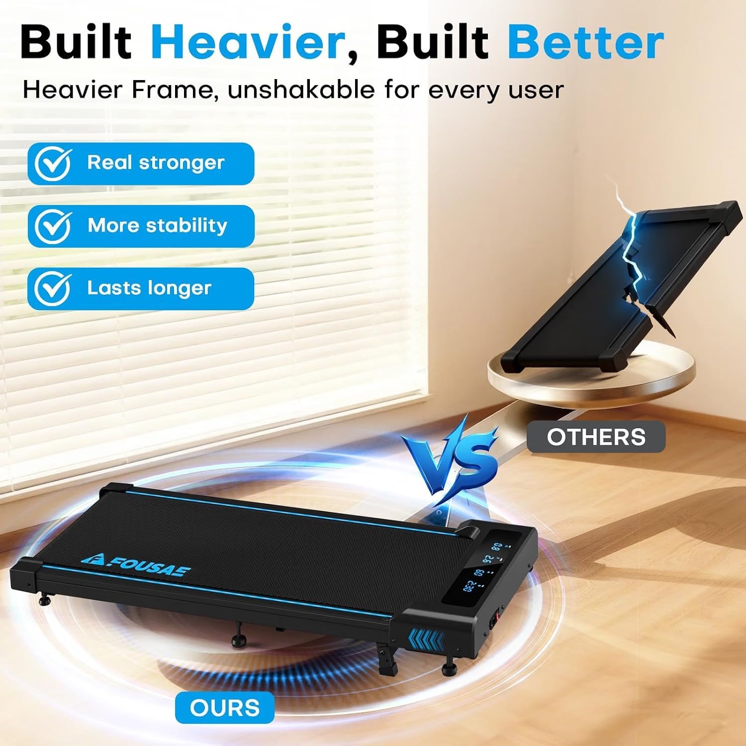 Detalle 2 de FOUSAE FITNESS Walking Pad with 10% Incline (6.2 MPH) – A practical under-desk treadmill for home use