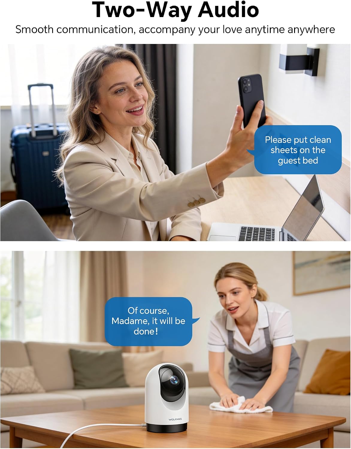 Detalle 1 de WOLFANG WS03 2K PTZ Indoor Security Camera with AI Motion Tracking