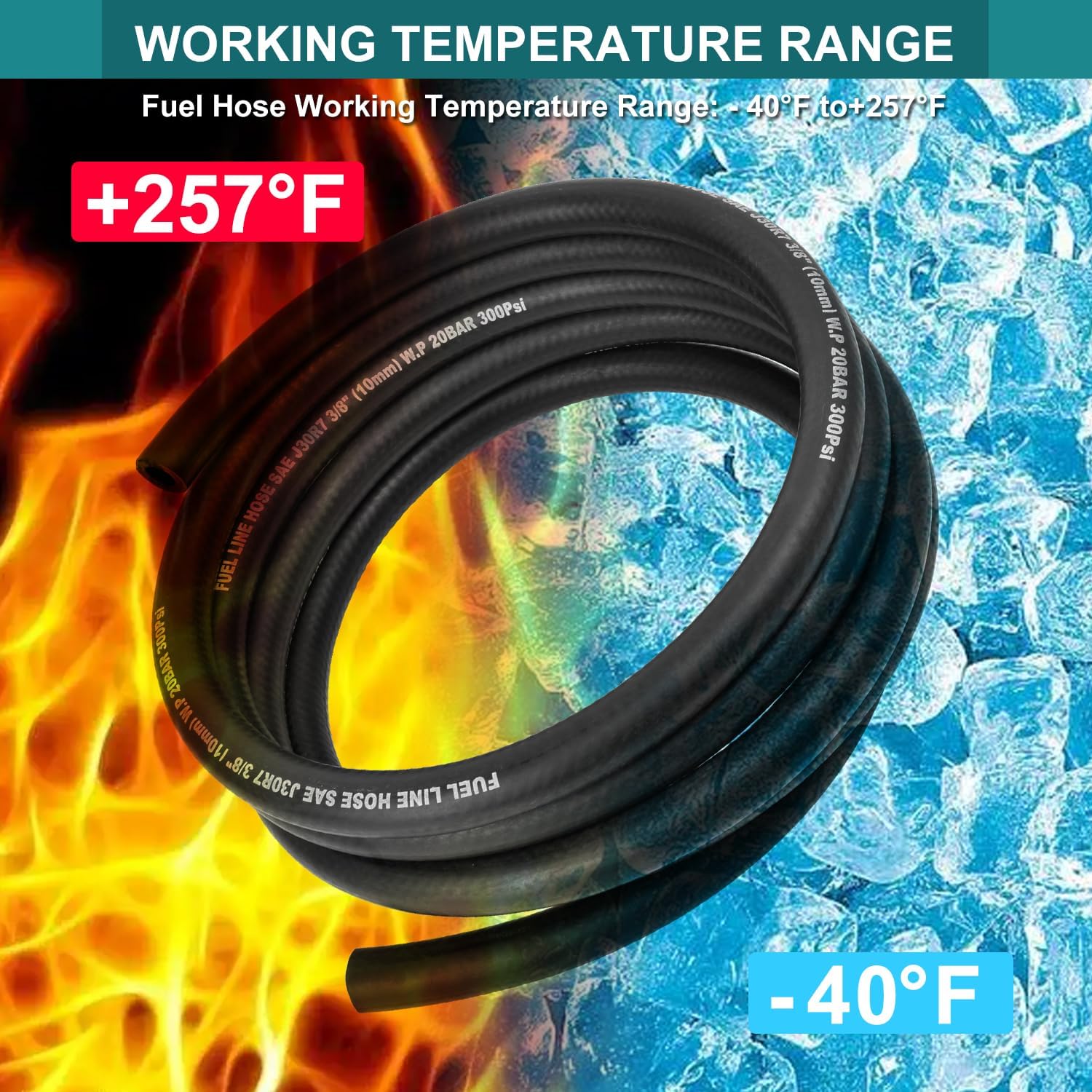 Detalle de 3/8 Inch ID Fuel Line Hose 10ft — 300 PSI ⛽