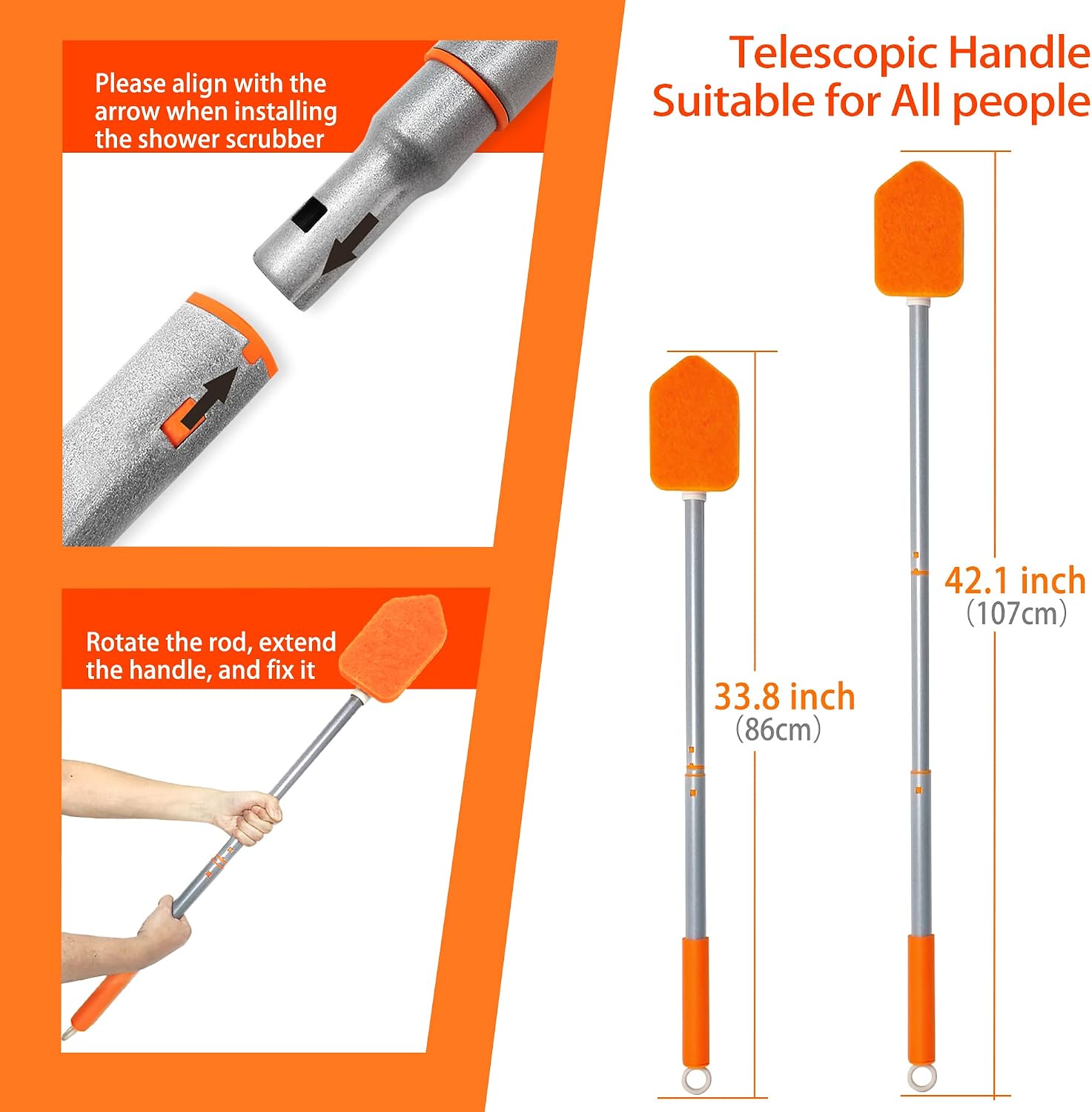 Thumbnail 2 de JEHONN 4-in-1 Bathroom Scrubber 86–107 cm