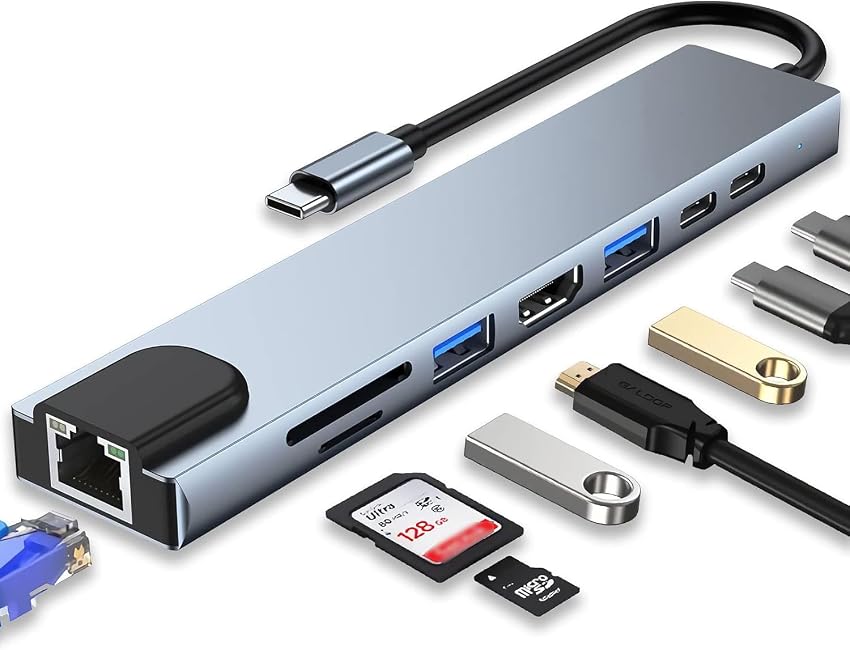 Detalle de Moman Base de Carga USB C Hub 8 en 1 con 100 W PD