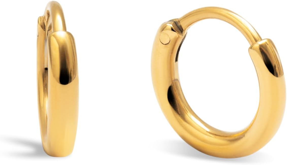 Detalle de SINGULARU Orecchini Maria in acciaio inox placcato oro 18 kt, cerchio midi da 24 mm