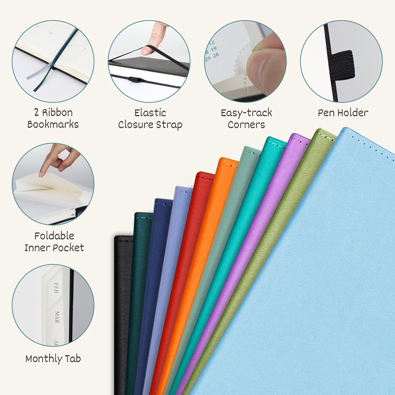 Thumbnail 4 de BEZEND A4 Academic Diary 2026-2027 Week to View: Red PU Leather, 18-Month Planner with Time Slots