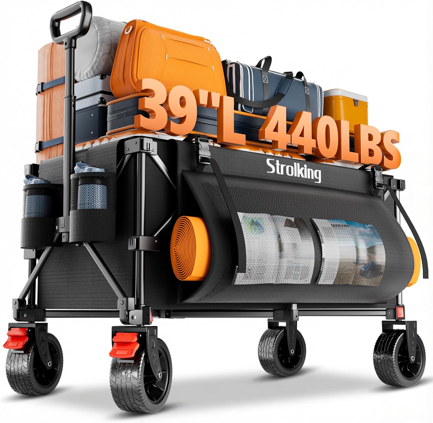 Detalle de Strolking 220L Folding Wagon Cart, 440 lb Capacity, All-Terrain Wheels