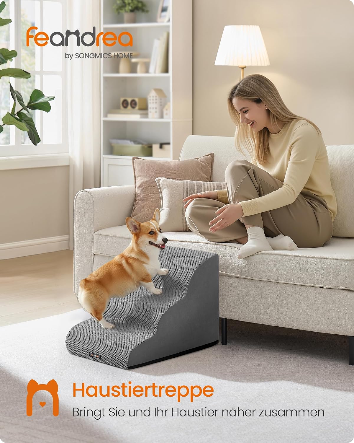 Detalle 2 de Feandrea Hundetreppe 3 Stufen 🐾