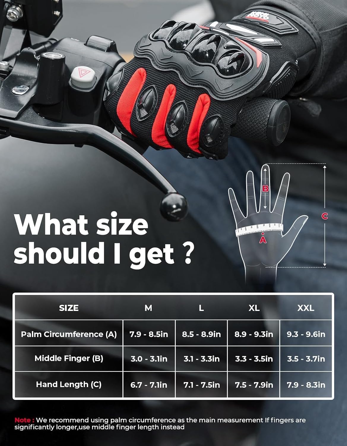 Thumbnail 6 de KEMIMOTO Motorcycle Gloves for Men — Touchscreen Compatible, Abrasion-Resistant Palm