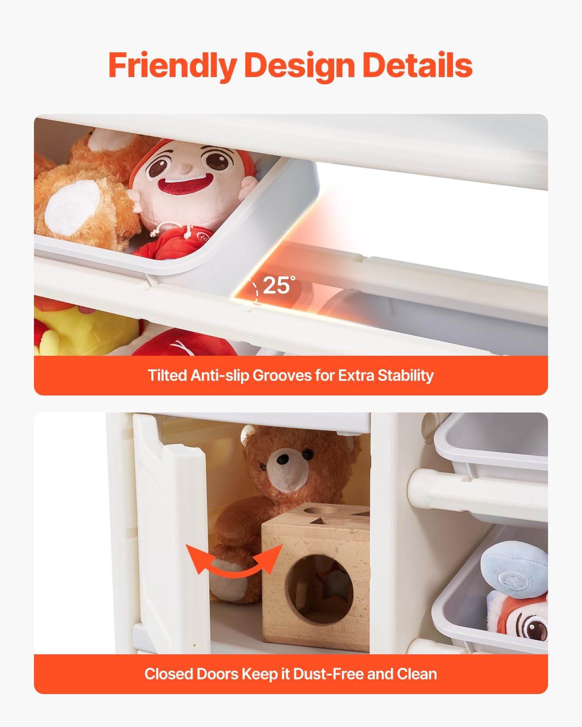 Thumbnail 6 de VEVOR Meuble de Rangement Jouets Enfant à 4 Niveaux avec Bibliothèque et 10 bacs amovibles – Gris et Beige
