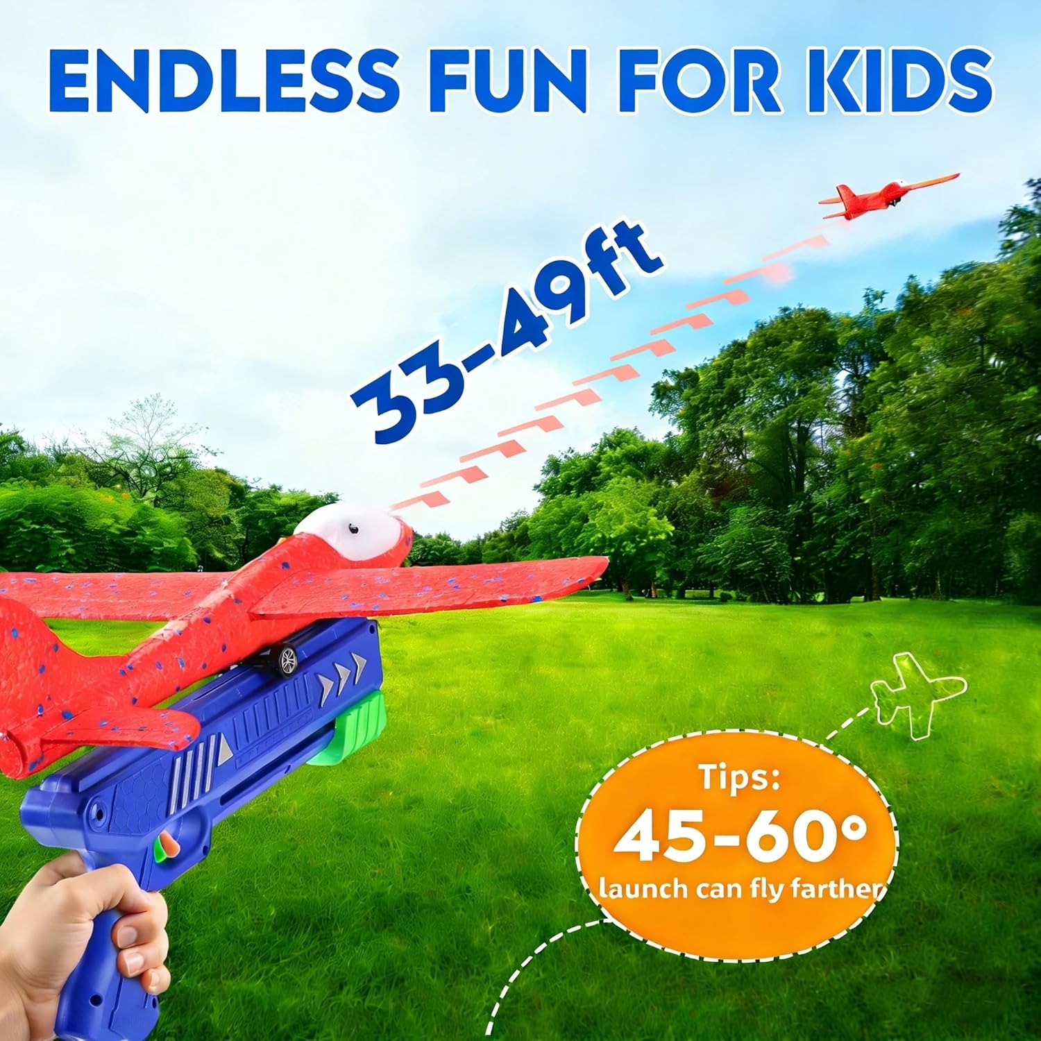 Detalle 2 de SYHLN 3 Pack Airplane Launcher Toys - LED Foam Planes with Dual Flight Modes for Outdoor Fun (Ages 4-8)